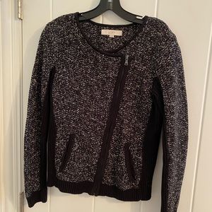 LOFT marled sweater Moto zip jacket